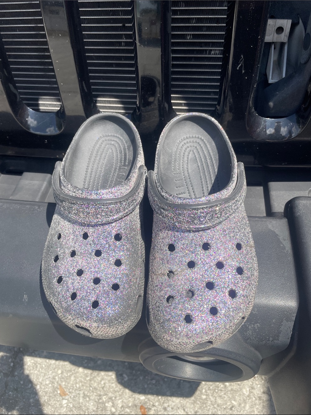 CROCS Woman’s Glitter Crocs - Sparkling Silver/Purple